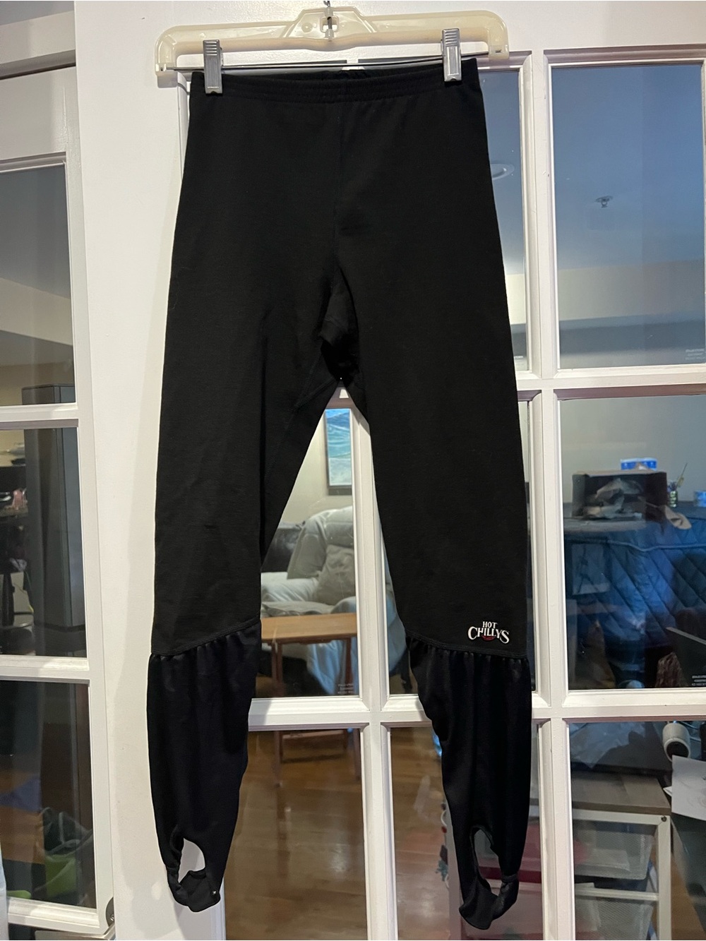 Black Stirrup Leggings with Logo Detail